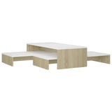 Ensemble de tables basses gigognes Blanc chêne 100x100x26,5 cm