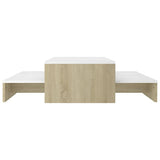 Ensemble de tables basses gigognes Blanc chêne 100x100x26,5 cm