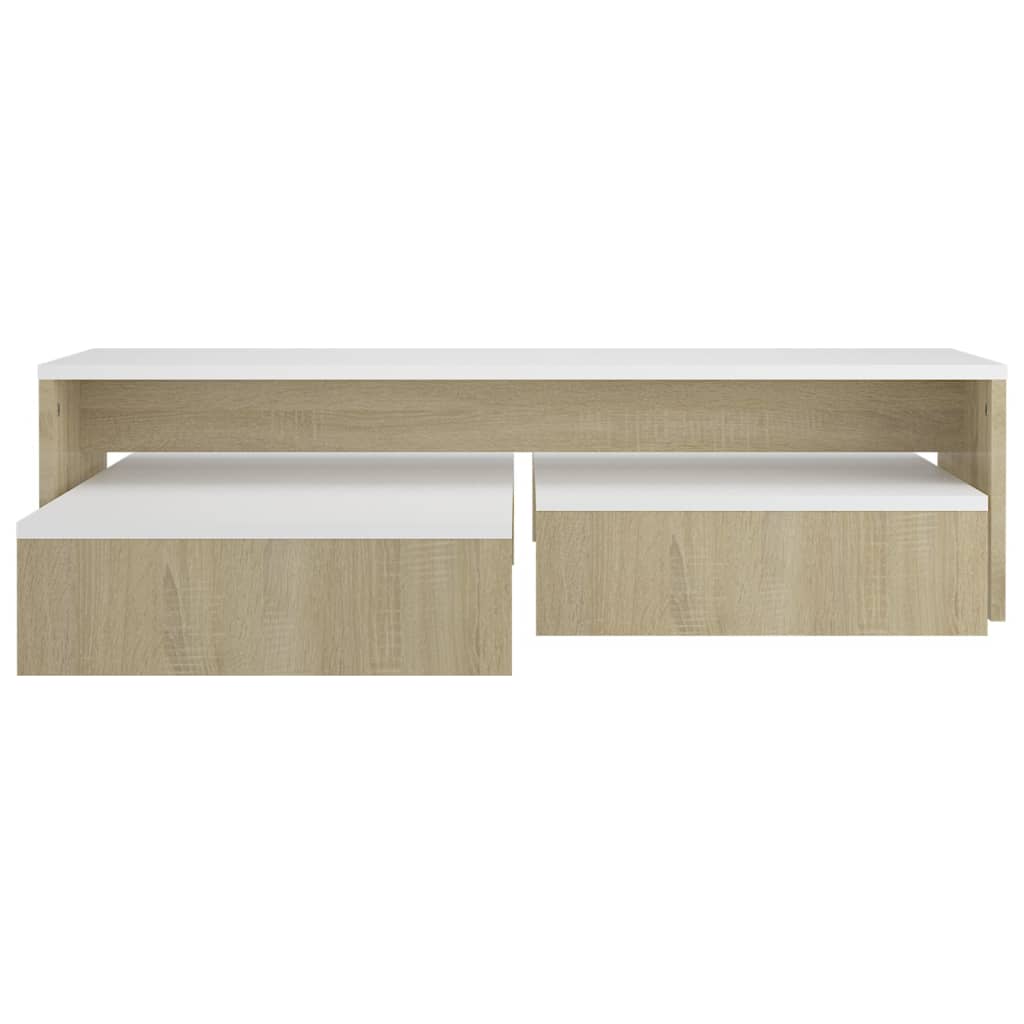 Ensemble de tables basses gigognes Blanc chêne 100x100x26,5 cm