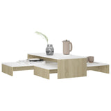 Ensemble de tables basses gigognes Blanc chêne 100x100x26,5 cm