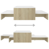 Ensemble de tables basses gigognes Blanc chêne 100x100x26,5 cm