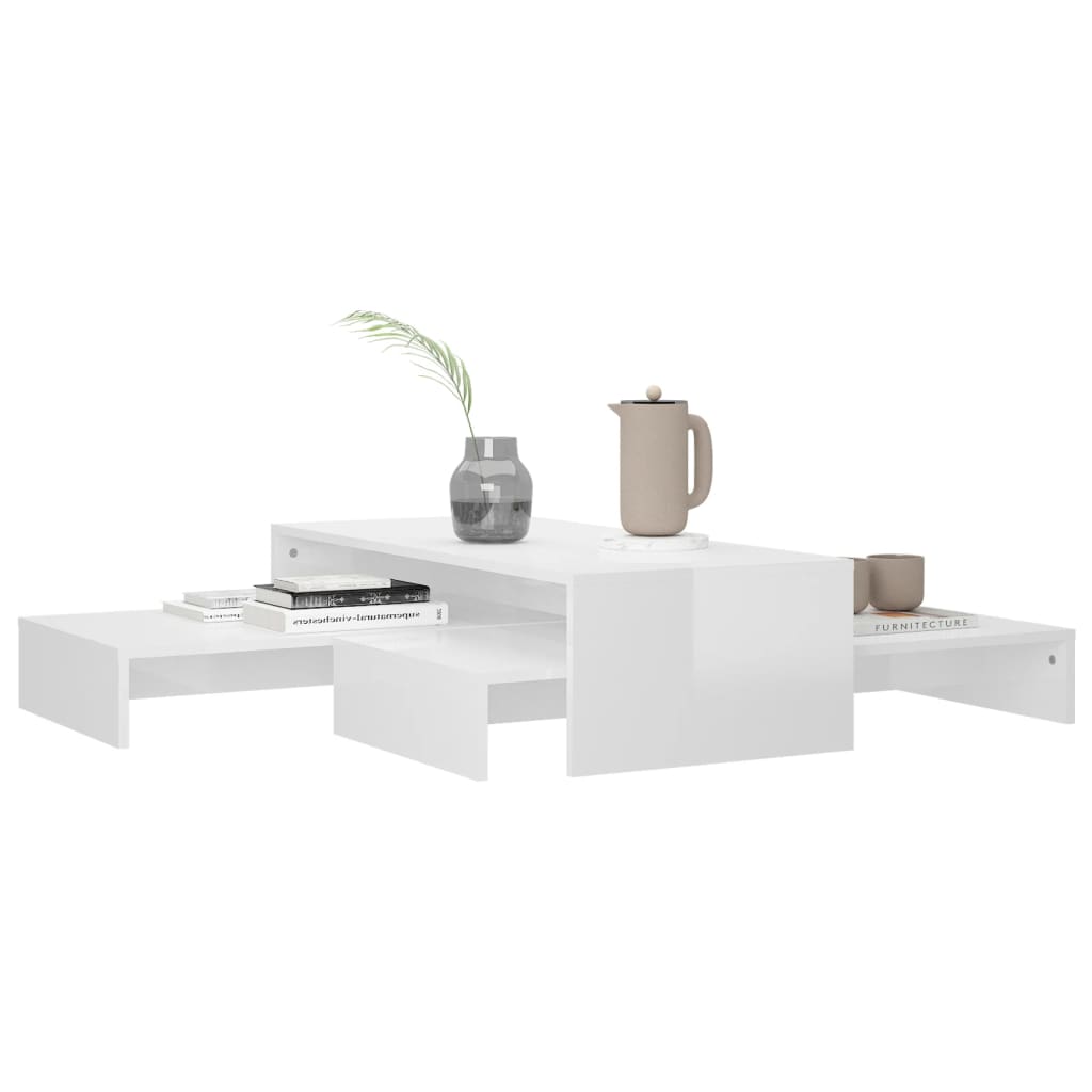 Ensemble de tables basses gigognes blanc brillant