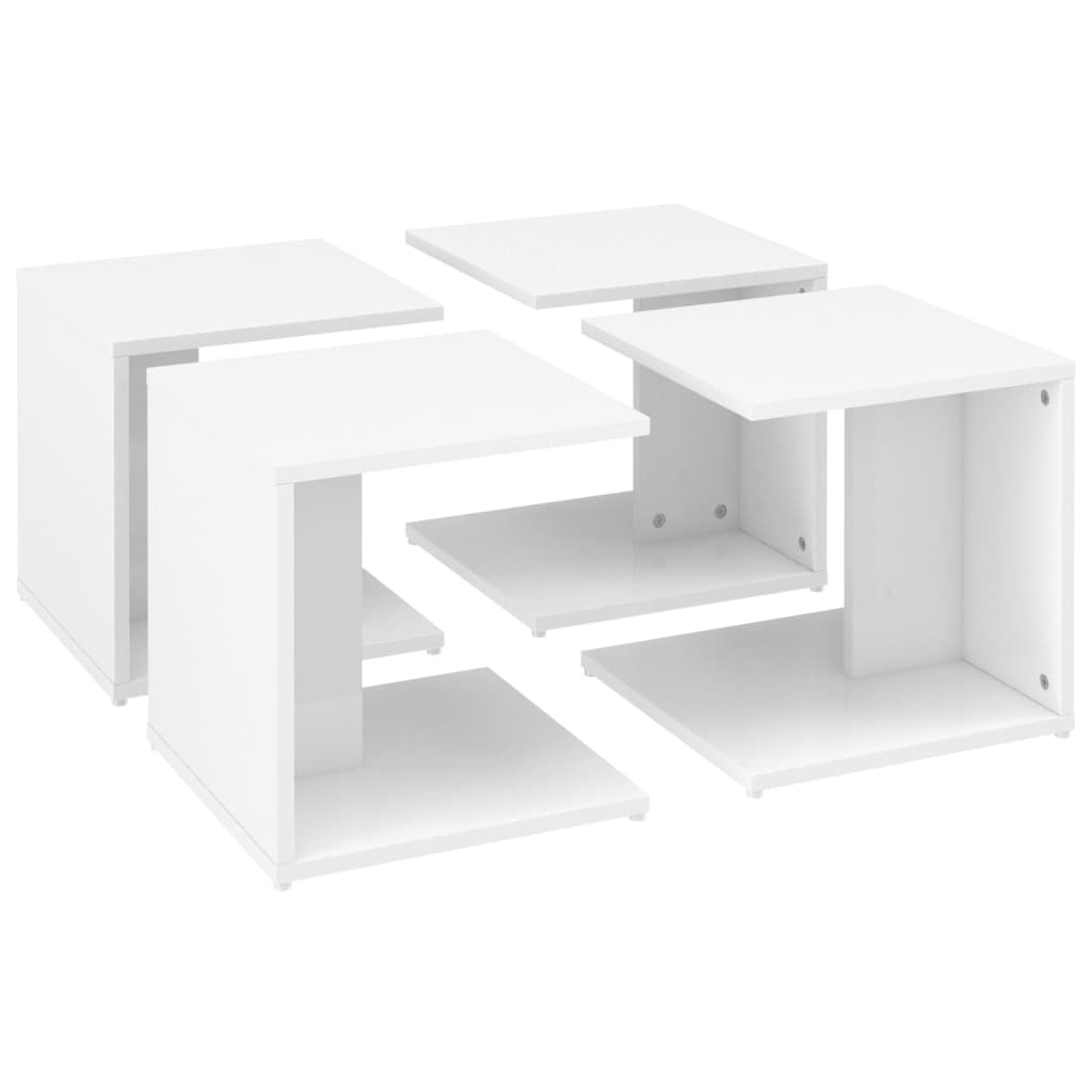 Tables basses 4 pcs blanc brillant 33x33x33cm bois d'ingénierie