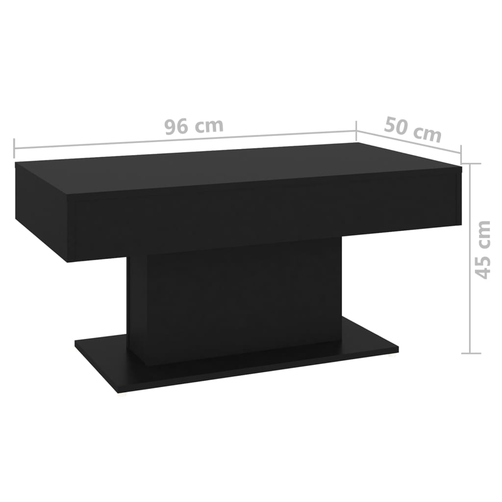 Table basse noir 96x50x45 cm bois d'ingénierie