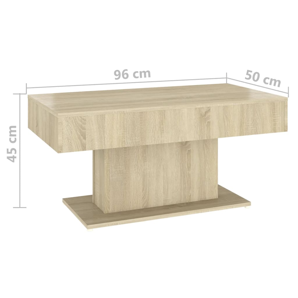 Table basse chêne sonoma 96x50x45 cm bois d'ingénierie