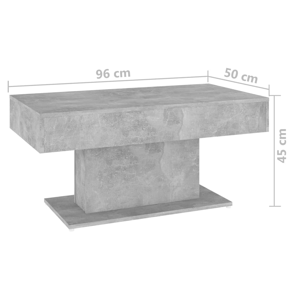 Table basse gris béton 96x50x45 cm bois d'ingénierie