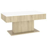 Table basse blanc et chêne sonoma 96x50x45 cm bois d'ingénierie