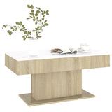 Table basse blanc et chêne sonoma 96x50x45 cm bois d'ingénierie