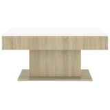 Table basse blanc et chêne sonoma 96x50x45 cm bois d'ingénierie