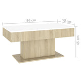 Table basse blanc et chêne sonoma 96x50x45 cm bois d'ingénierie