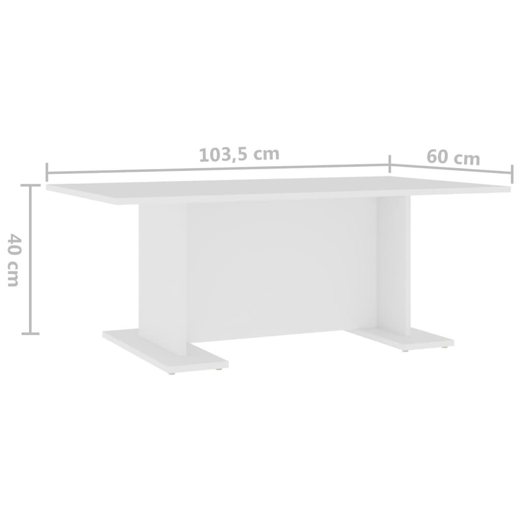 Weißer Couchtisch 103,5 x 60 x 40 cm, Holzwerkstoff