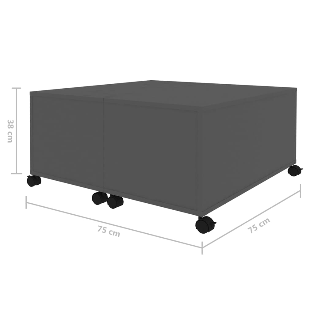 Table basse gris 75x75x38 cm bois d'ingénierie