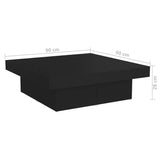 Schwarzer Couchtisch 90x90x28 cm aus Holzwerkstoff