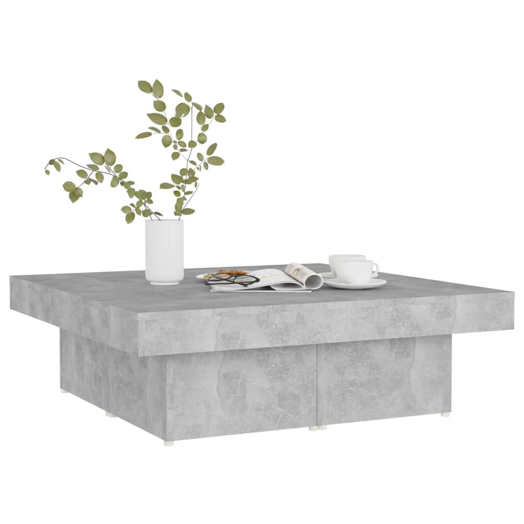 Table basse gris béton 90x90x28 cm bois d'ingénierie