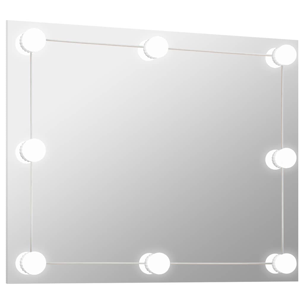 Miroir mural sans cadre avec lampes LED Rectangulaire Verre