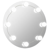 Miroir mural sans cadre avec lampes LED Rond Verre