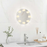 Miroir mural sans cadre avec lampes LED Rond Verre