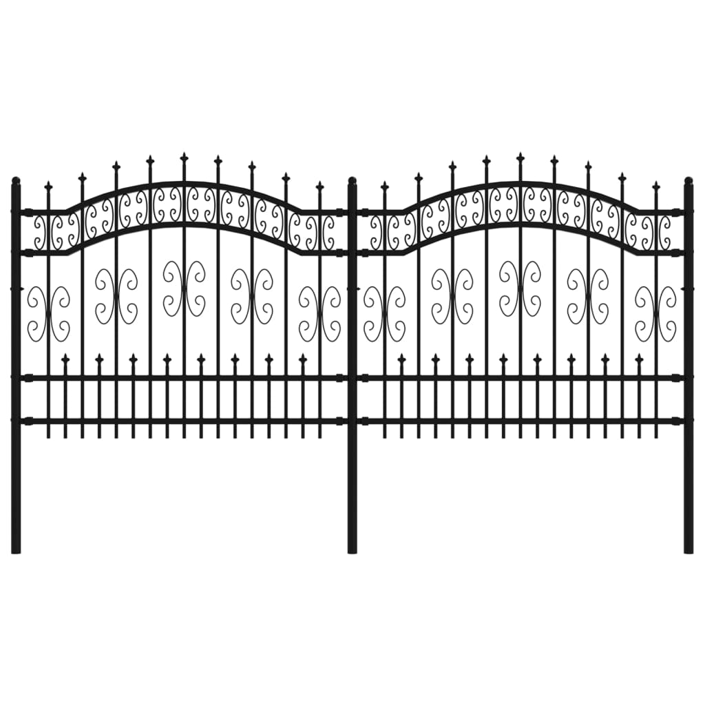 Garden fence with spear top Black 140 cm