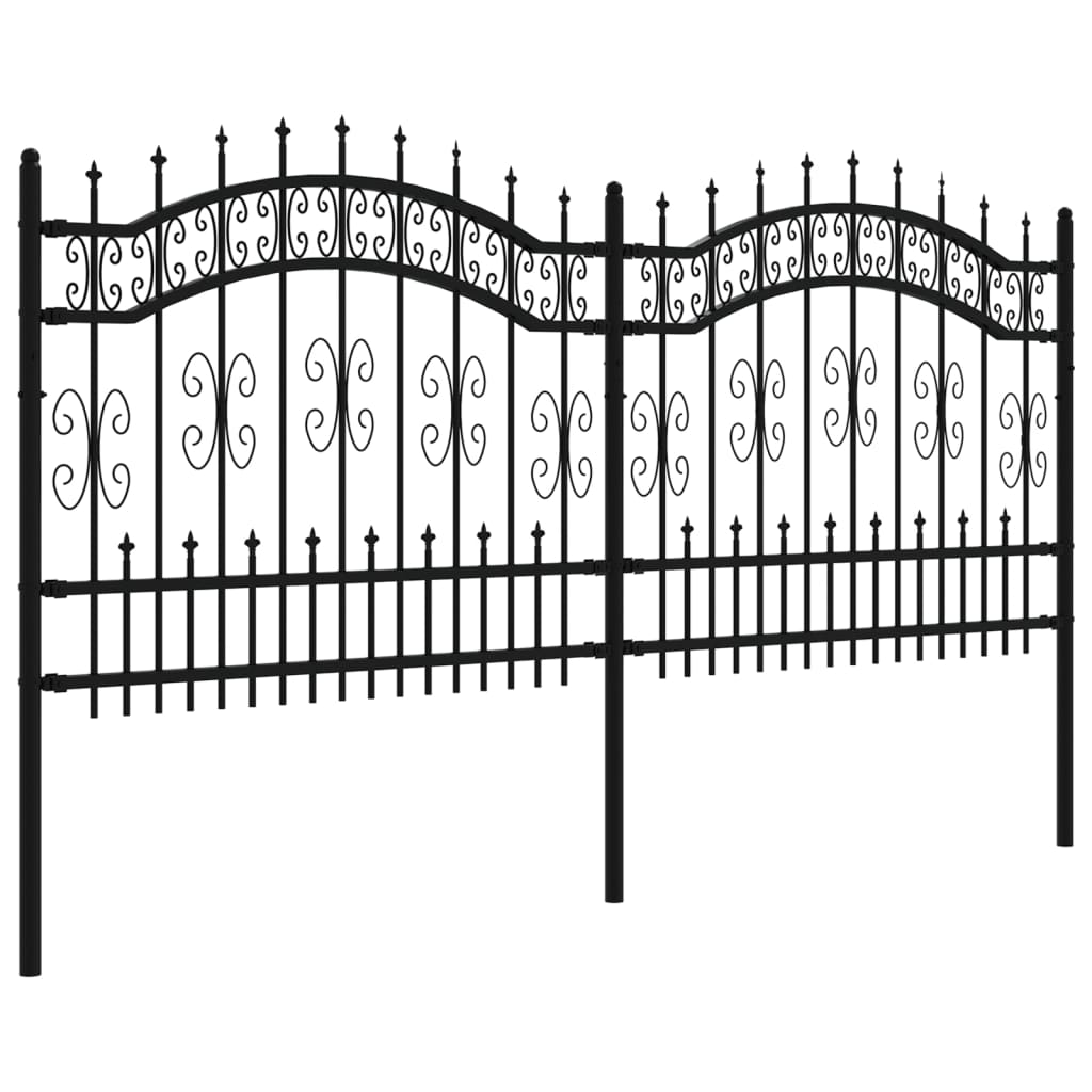 Garden fence with spear top Black 140 cm