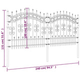 Garden fence with spear top Black 140 cm