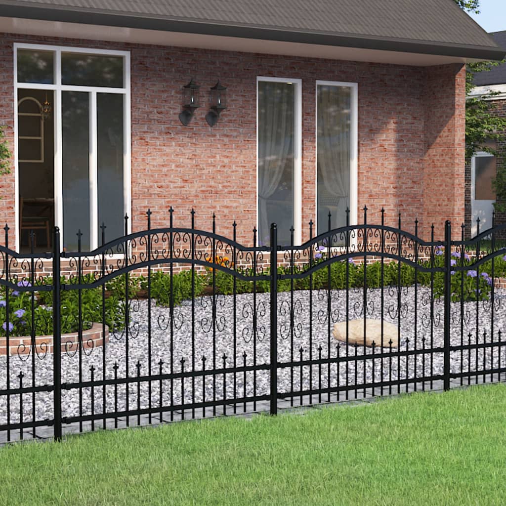 Garden fence with spear top Black 140 cm