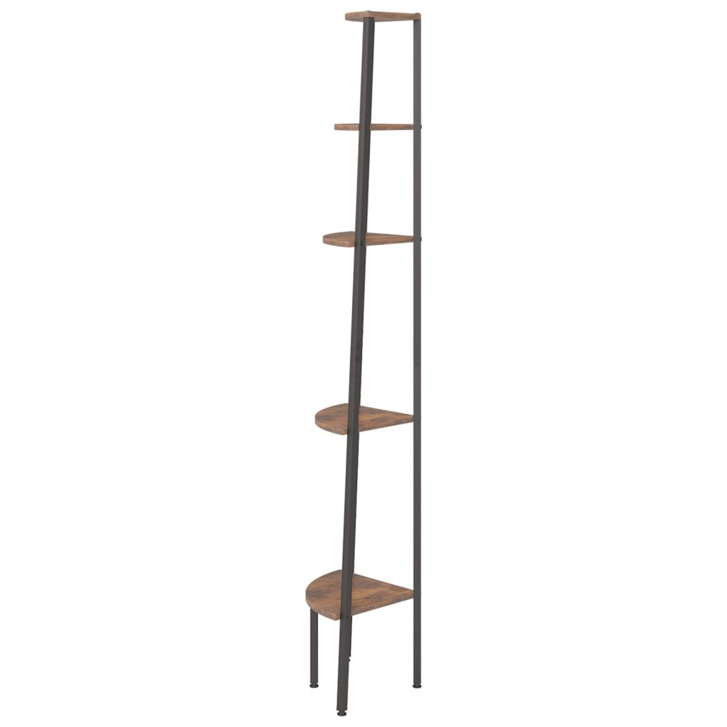 Étagère d'angle 5 niveaux Marron foncé et noir 45,5x31,5x180 cm