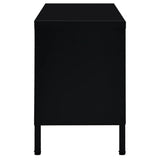 Meuble TV Noir 90x30x44 cm Acier et verre