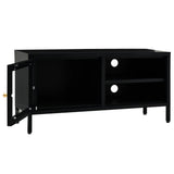 Meuble TV Noir 90x30x44 cm Acier et verre