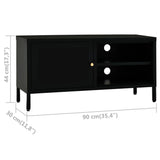 Meuble TV Noir 90x30x44 cm Acier et verre