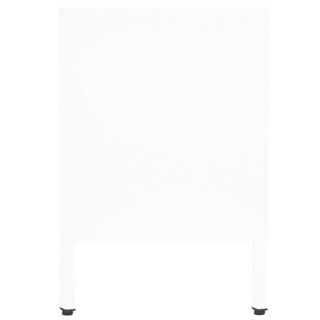 Meuble TV Blanc 90x30x44 cm Acier et verre