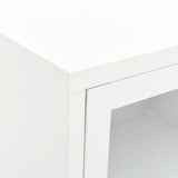 Meuble TV Blanc 90x30x44 cm Acier et verre