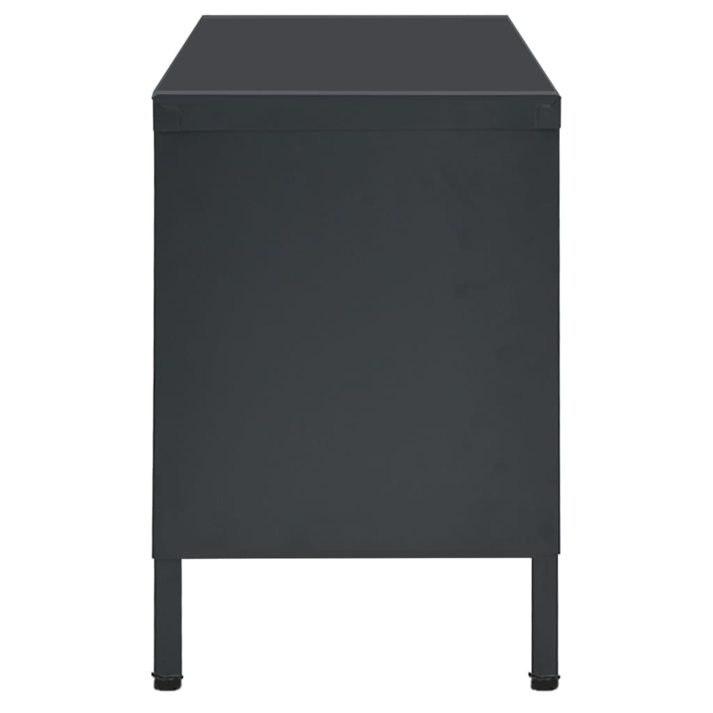 Meuble TV Anthracite 90x30x44 cm Acier et verre