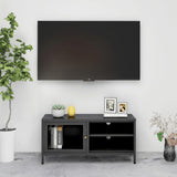 Meuble TV Anthracite 90x30x44 cm Acier et verre