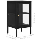 Buffet Noir 38x35x70 cm Acier et verre