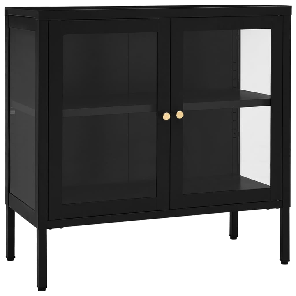 Buffet Noir 70x35x70 cm Acier et verre