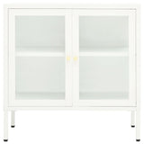 Buffet Blanc 70x35x70 cm Acier et verre