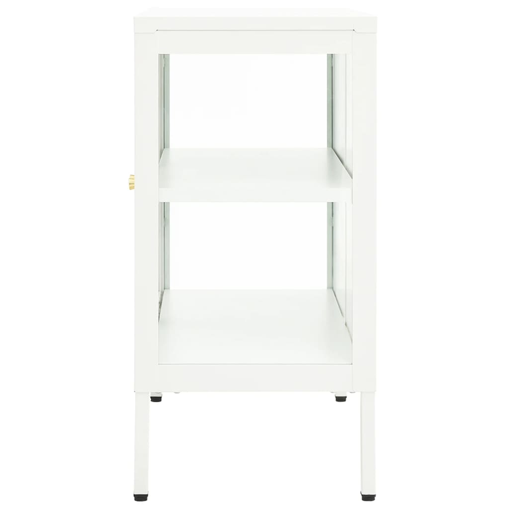 Buffet Blanc 70x35x70 cm Acier et verre