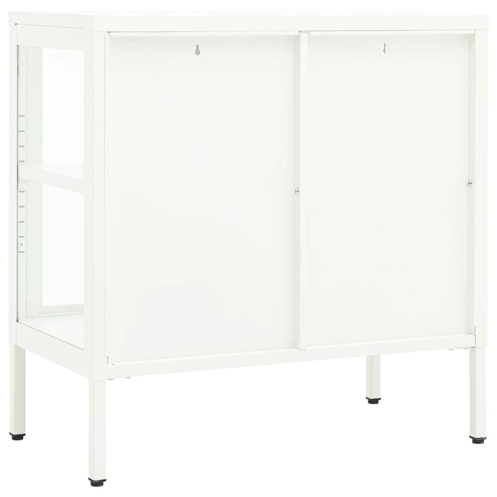 Buffet Blanc 70x35x70 cm Acier et verre