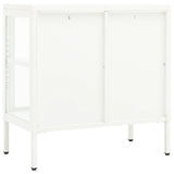 Buffet Blanc 70x35x70 cm Acier et verre