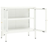 Buffet Blanc 70x35x70 cm Acier et verre