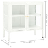 Buffet Blanc 70x35x70 cm Acier et verre