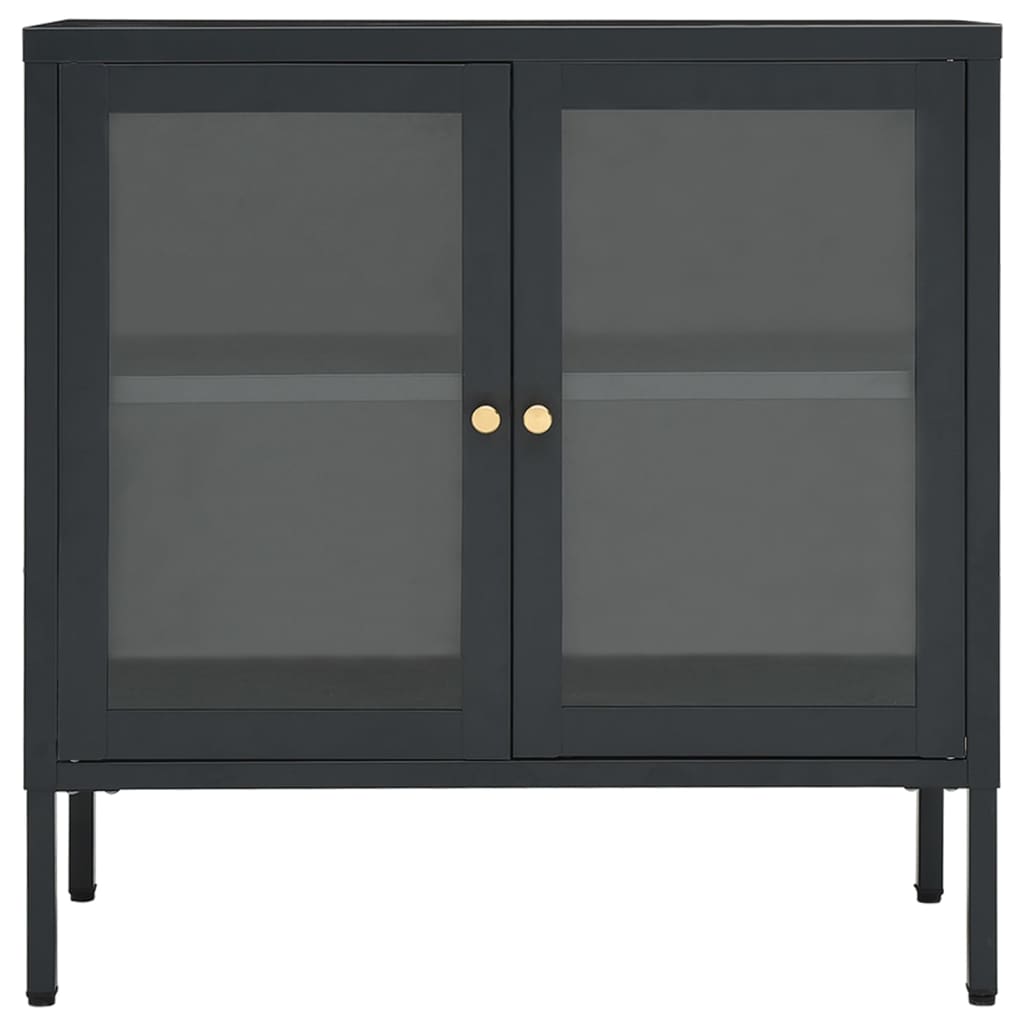 Buffet Anthracite 70x35x70 cm Acier et verre