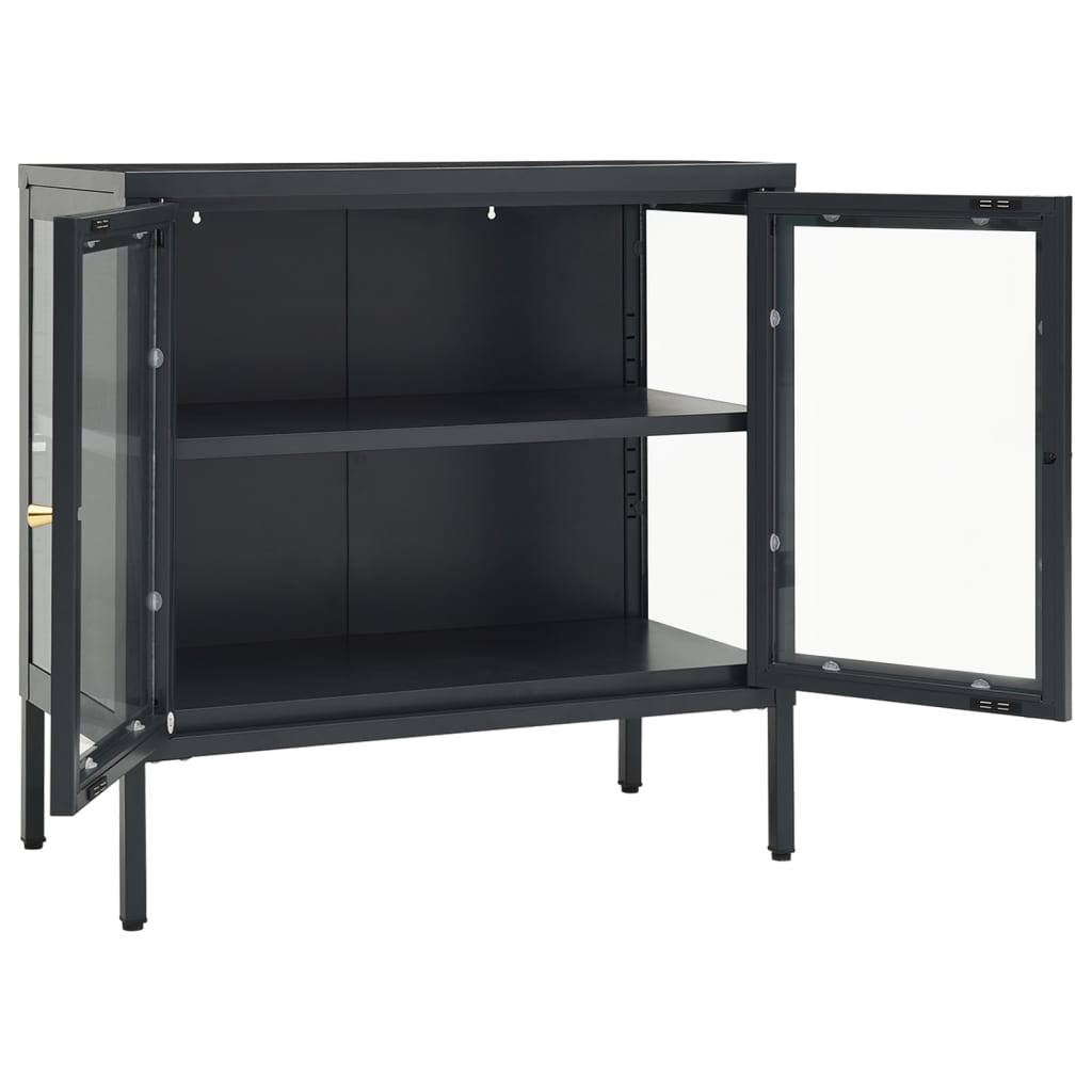 Buffet Anthracite 70x35x70 cm Acier et verre