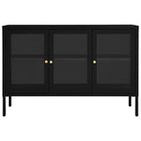 Buffet Noir 105x35x70 cm Acier et verre