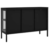 Buffet Noir 105x35x70 cm Acier et verre