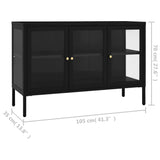 Buffet Noir 105x35x70 cm Acier et verre