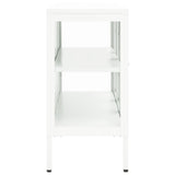 Buffet Blanc 105x35x70 cm Acier et verre