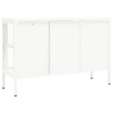 Buffet Blanc 105x35x70 cm Acier et verre