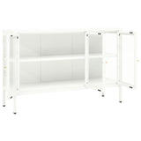 Buffet Blanc 105x35x70 cm Acier et verre