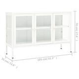 Buffet Blanc 105x35x70 cm Acier et verre